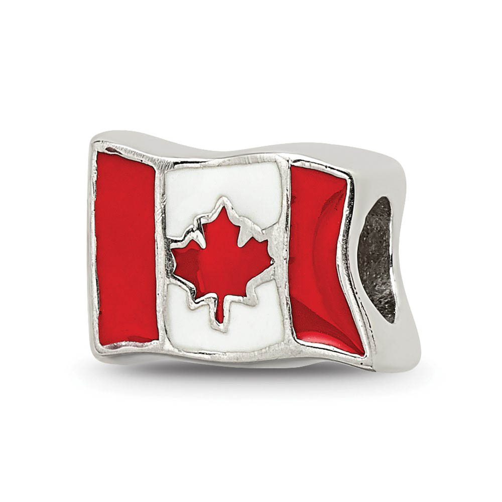 Sterling Silver Canada Flag Bead Charm