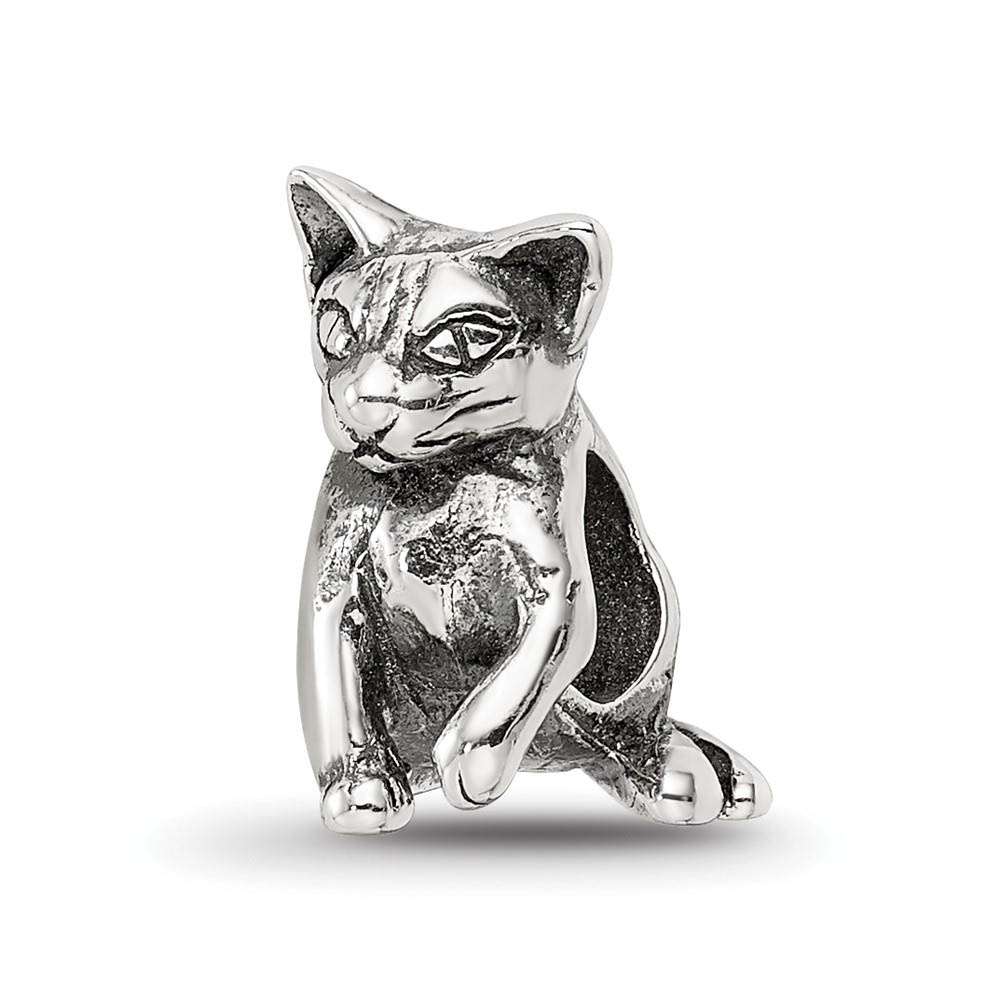 Sterling Silver Abyssinian Cat Bead Charm