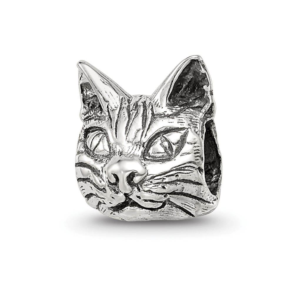 Sterling Silver Maine Coon Cat Head Bead Charm