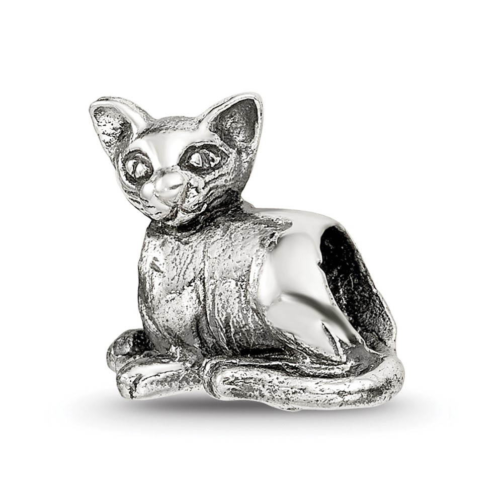 Sterling Silver oriental Cat Bead Charm