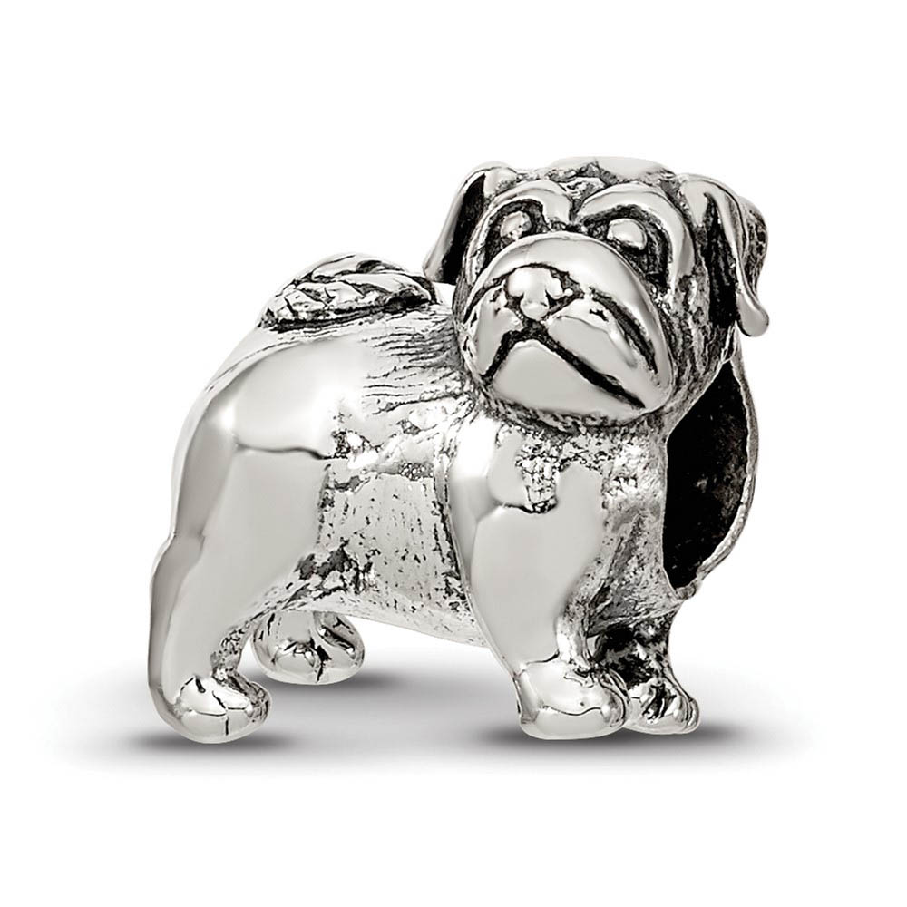 Sterling Silver Pug Bead Charm