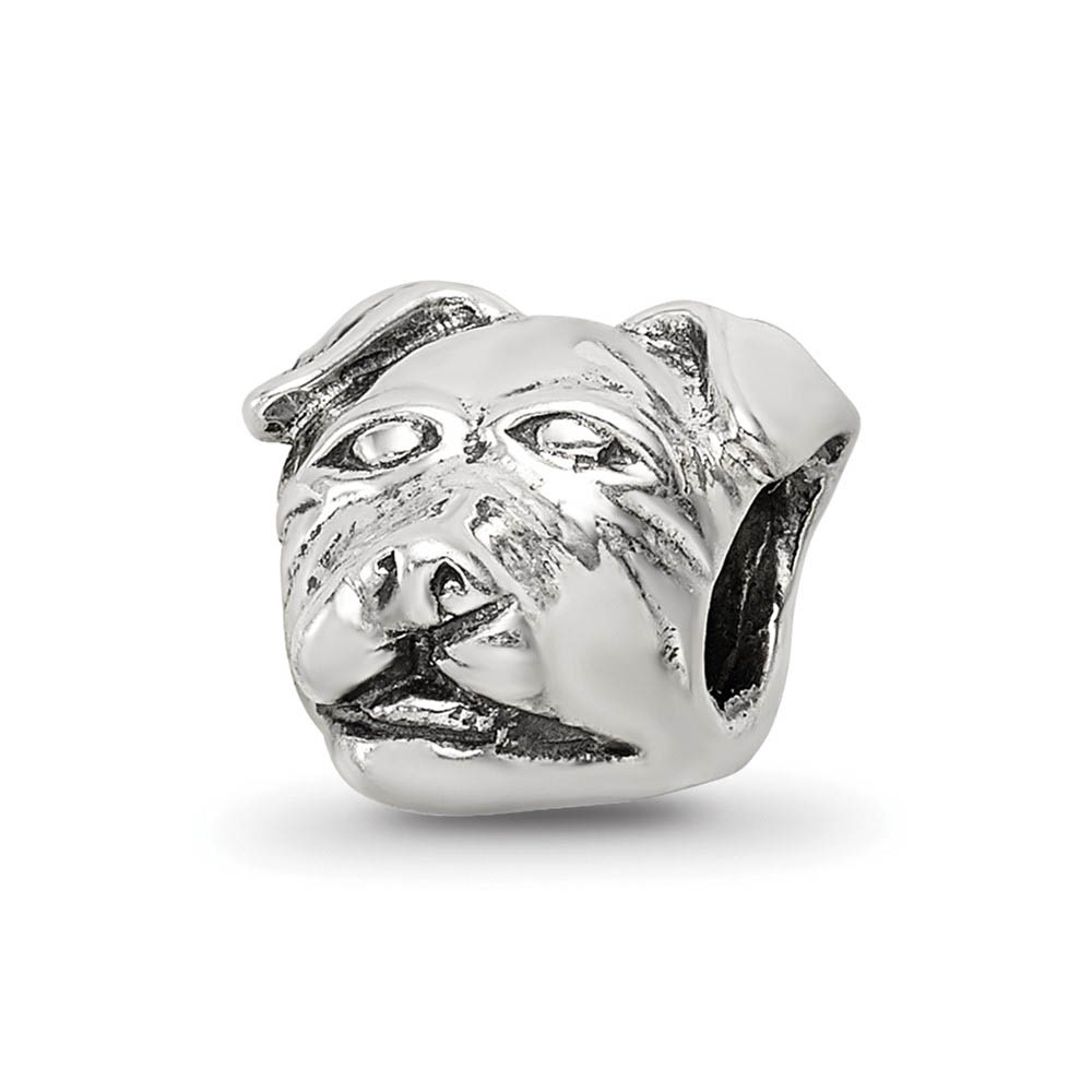 Sterling Silver Rottweiler Head Bead Charm