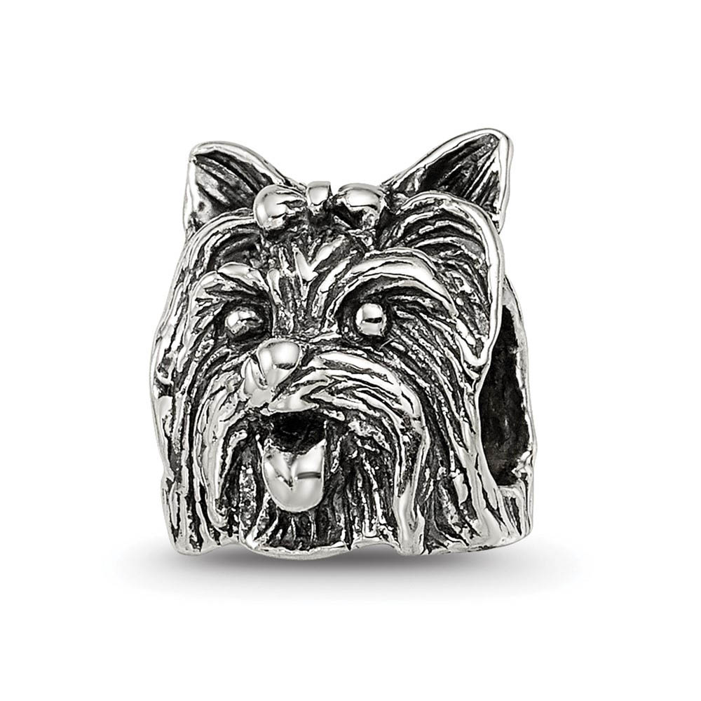 Sterling Silver Yorkshire Terrier Head Bead Charm