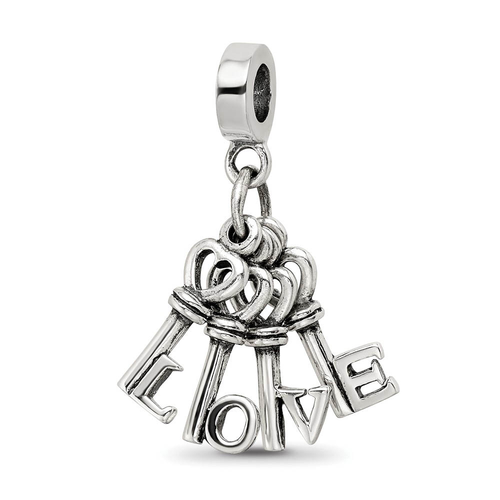 Sterling Silver Love Keys Dangle Bead Charm