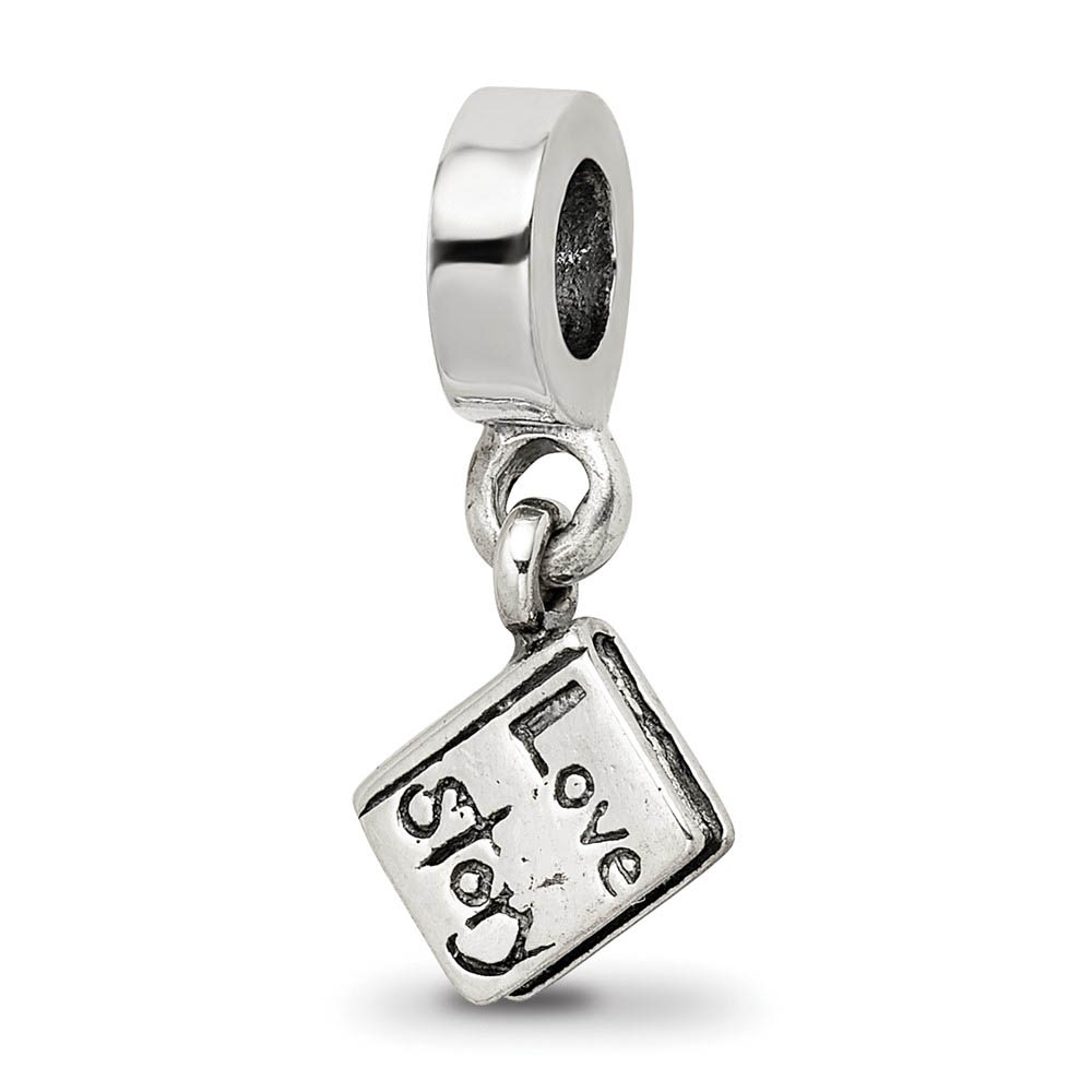 Sterling Silver Love Story Book Dangle Bead Charm