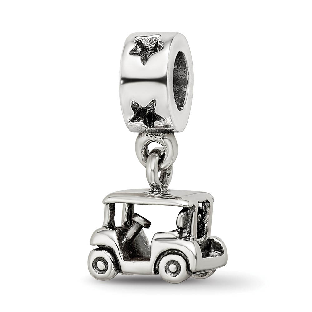 Sterling Silver Golf Cart Dangle Bead Charm