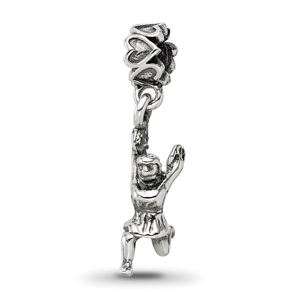 Sterling Silver Cheerleader Dangle Bead Charm