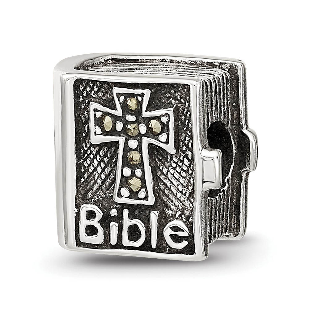 Sterling Silver and Marcasite Cross Bible Bead Charm