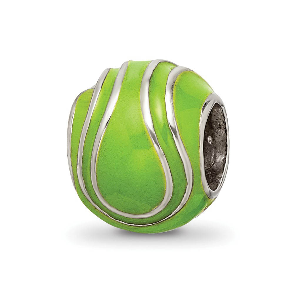 Sterling Silver and Enameled Tennis Ball Bead Charm