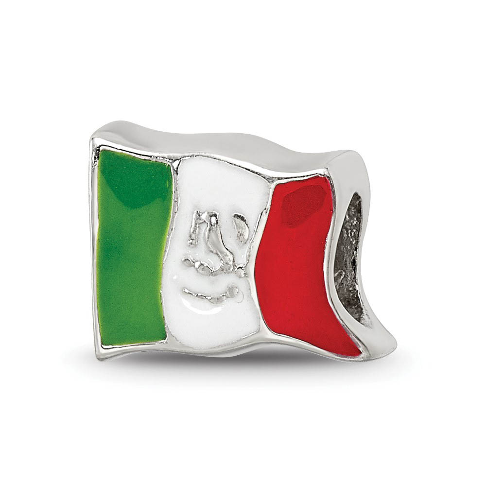 Sterling Silver and Enamel Mexico Flag Bead Charm