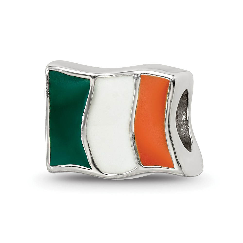 Sterling Silver and Enamel Ireland Flag Bead Charm