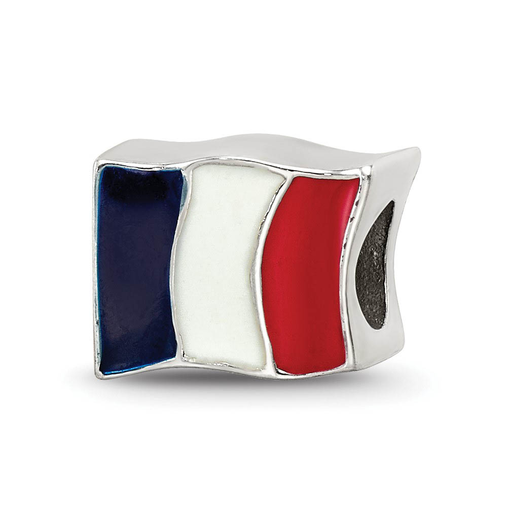 Sterling Silver and Enamel France Flag Bead Charm