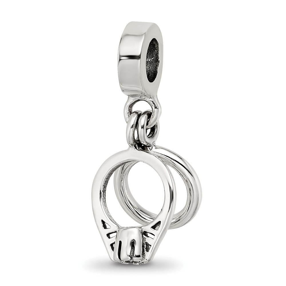 Sterling Silver and CZ Bridal Rings Dangle Bead Charm