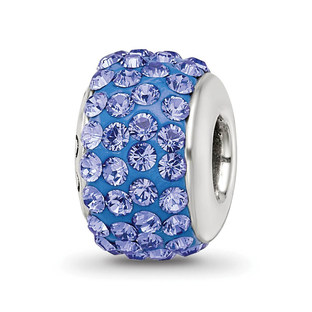 Sterling Silver Full Blue Crystal Bead Charm, 13mm