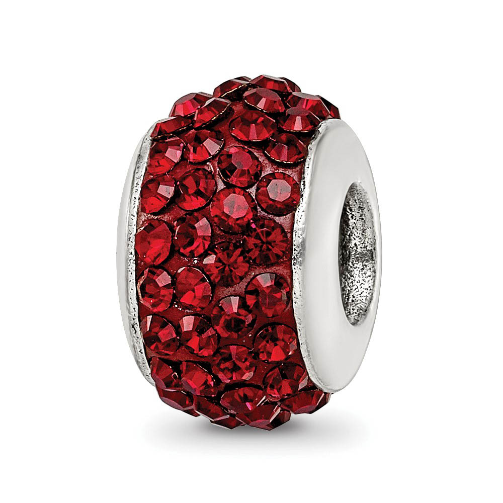 Sterling Silver Full Dark Maroon Crystal Bead Charm, 13mm