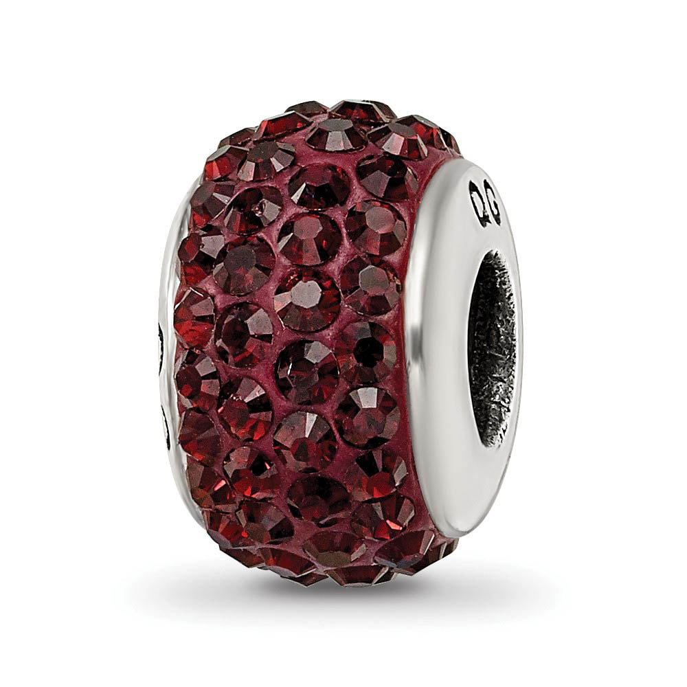 Sterling Silver Full Brown Crystal Bead Charm, 13mm