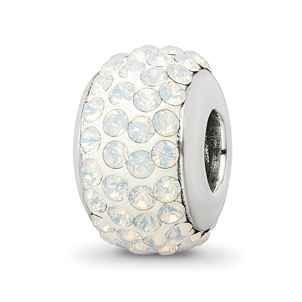 Sterling Silver Full Cream Crystal Bead Charm, 13mm