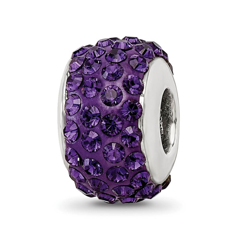 Sterling Silver Full Purple-Violet Full Bead Charm, 13mm