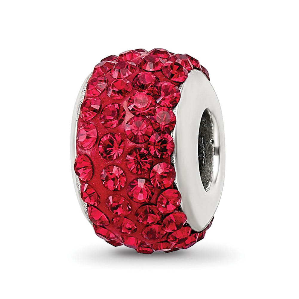 Sterling Silver Full Scarlet Red Crystal Bead Charm, 13mm