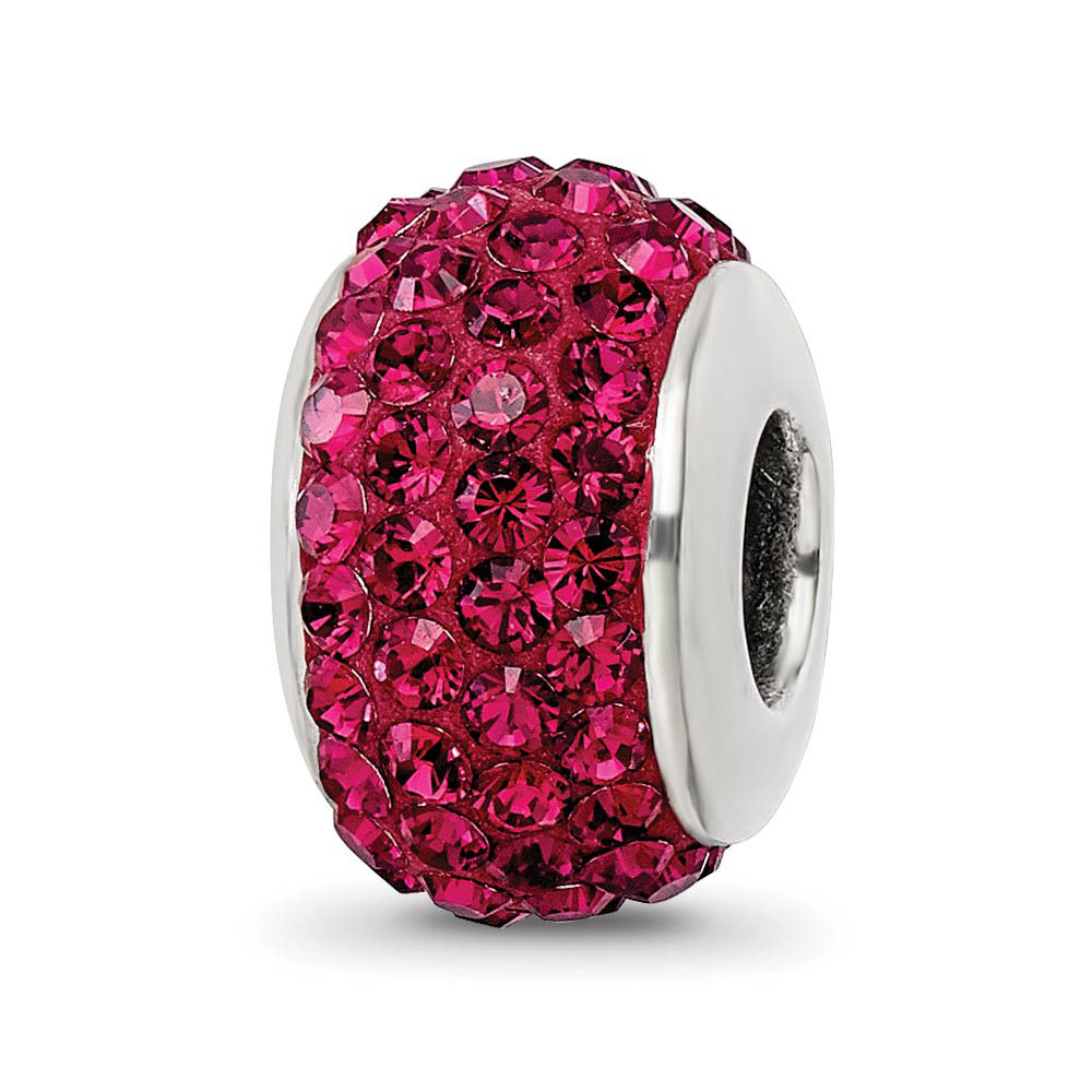 Sterling Silver Full Maroon Crystal Bead Charm, 13mm