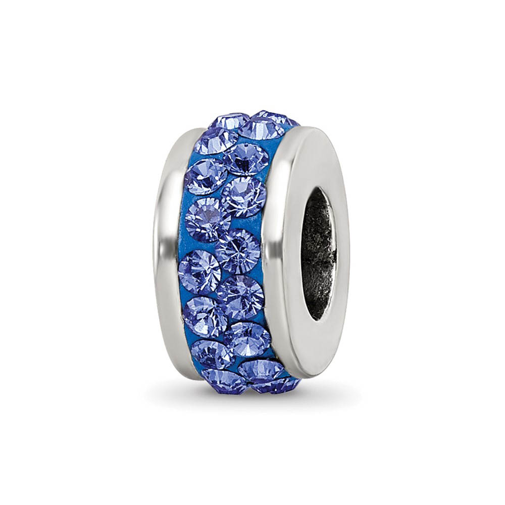 Sterling Silver with Blue Crystals Double Row Bead Charm