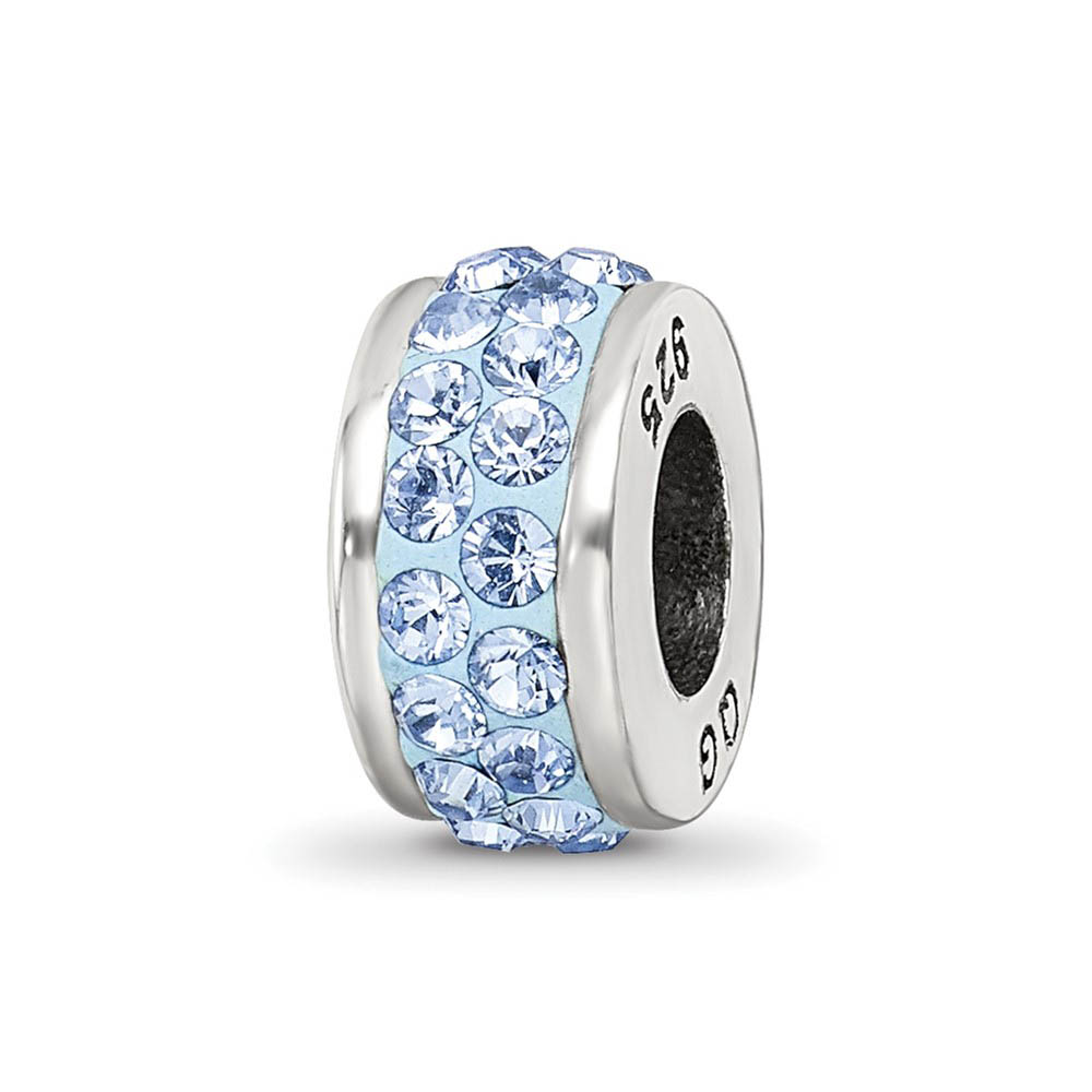 Sterling Silver with Light Blue Crystals Double Row Bead Charm