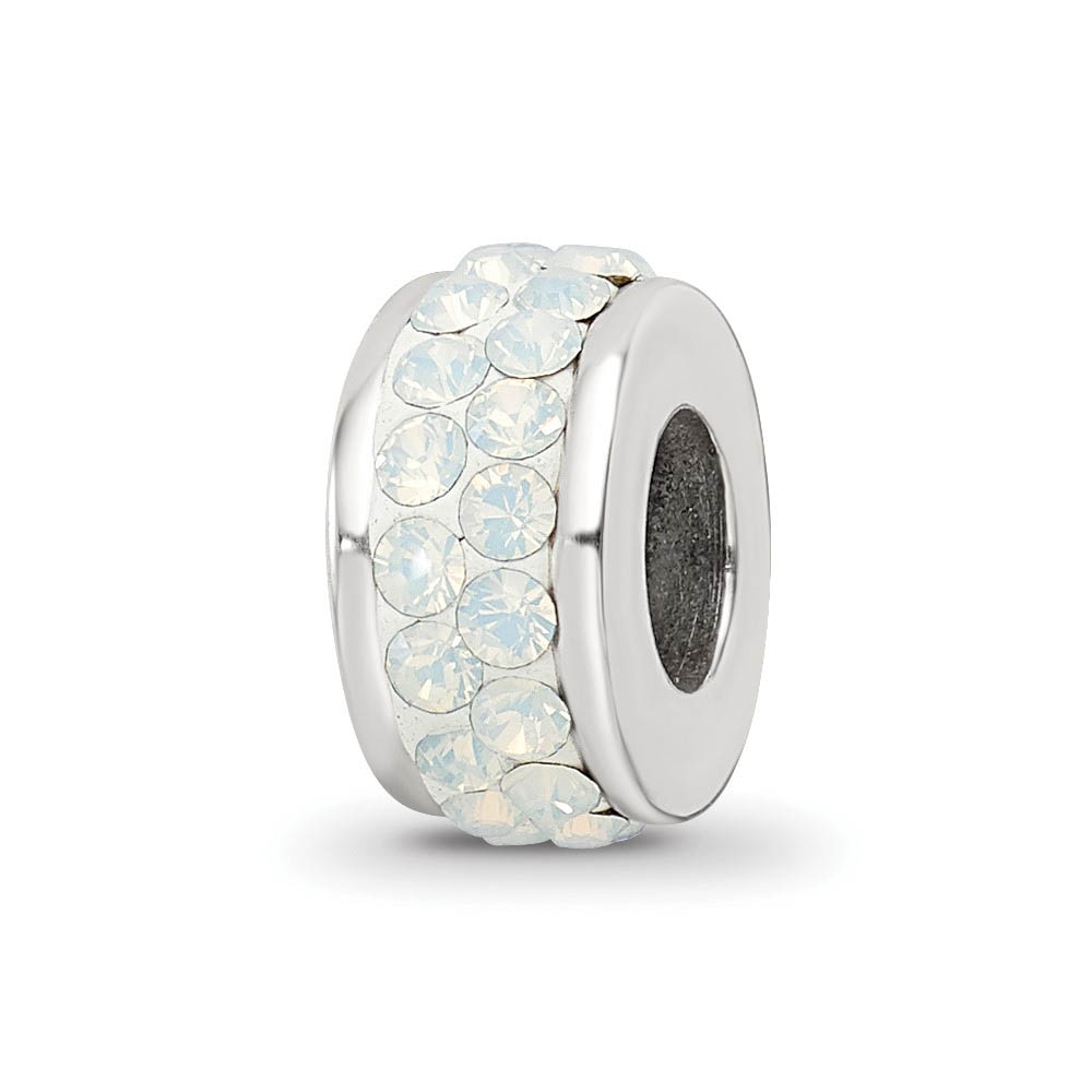 Sterling Silver with Cream Crystals Double Row Bead Charm