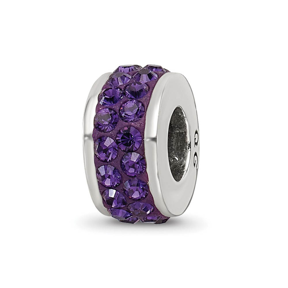 Sterling Silver Purple-Violet Crystals Double Row Bead Charm