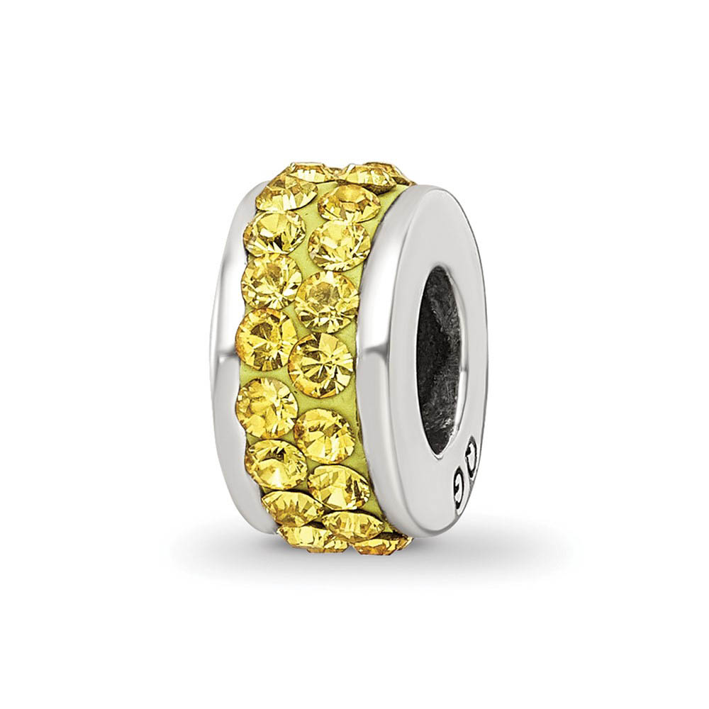 Sterling Silver with Yellow Crystals Double Row Bead Charm
