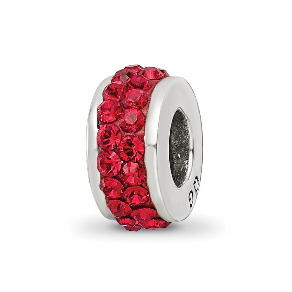 Sterling Silver with Scarlet Red Crystals Double Row Bead Charm
