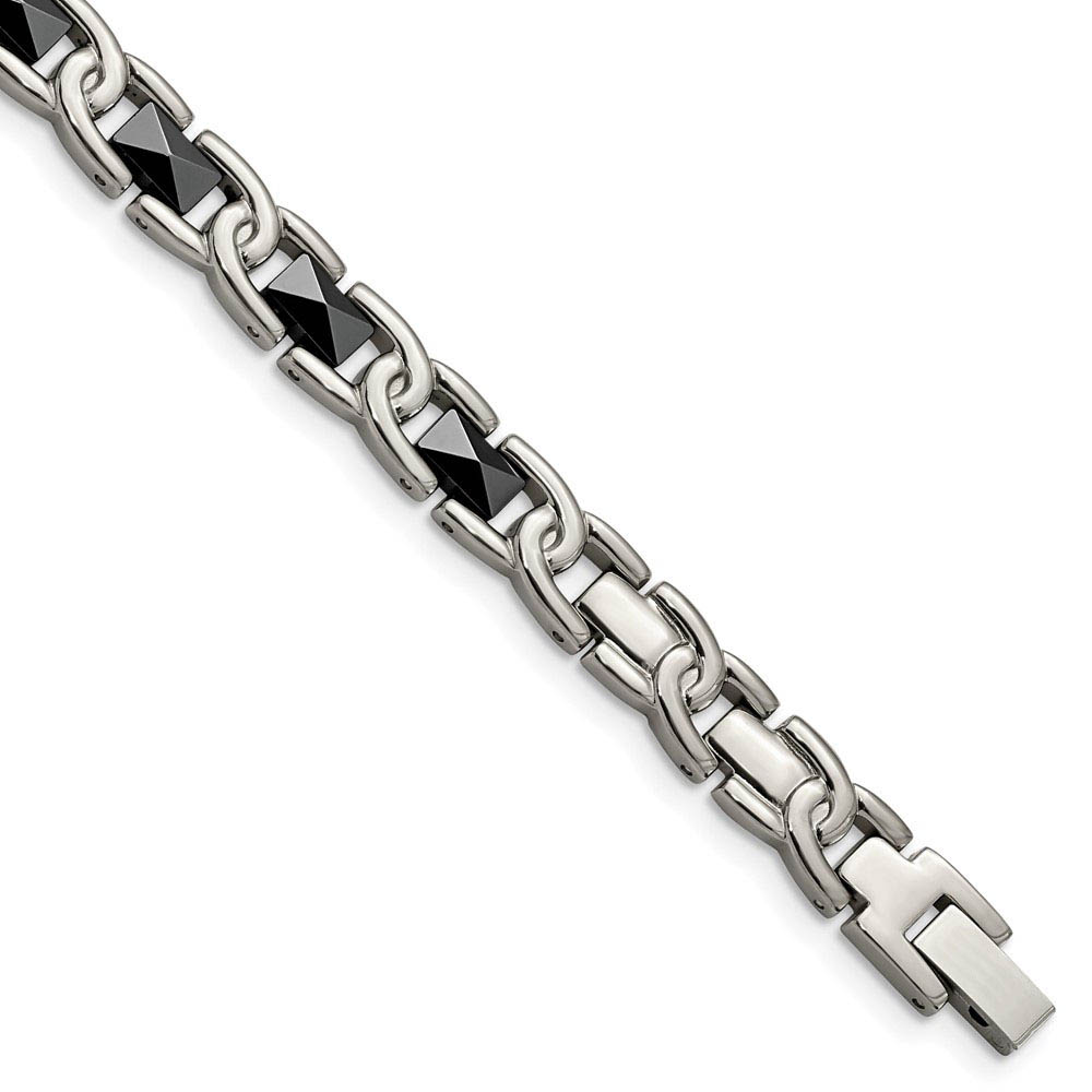 7mm Titanium and Black Ceramic Link Bracelet