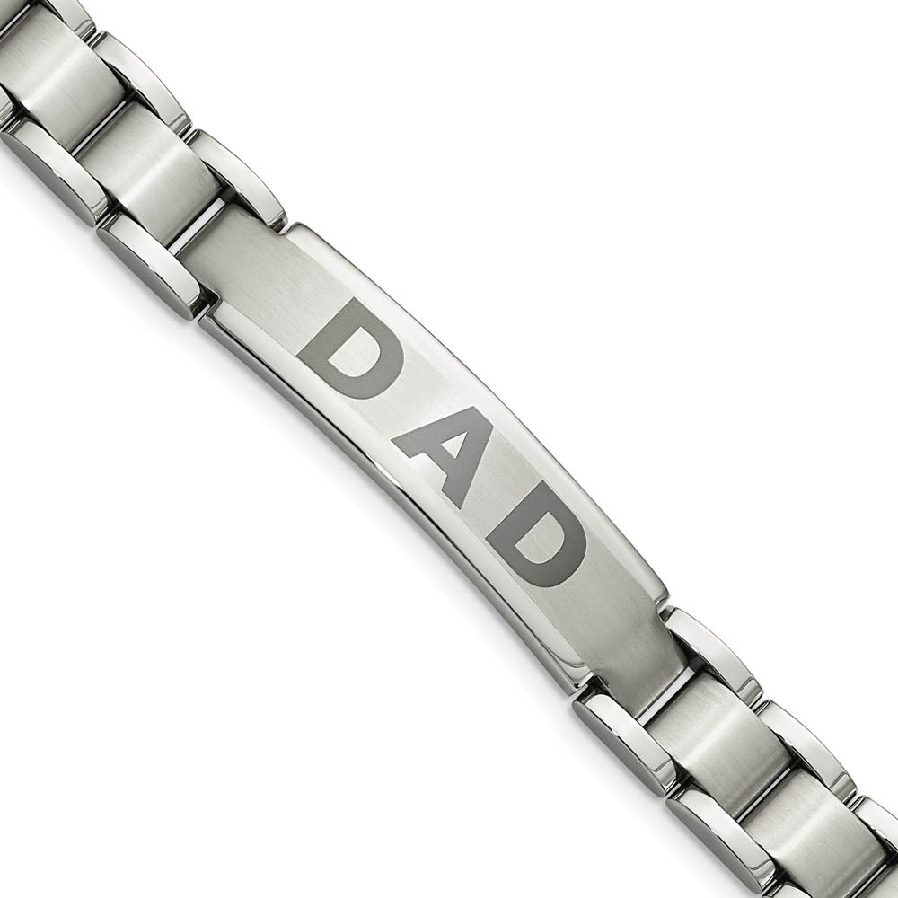 Men&#039;s Stainless Steel DAD I.D. Bracelet, 8.75 Inch