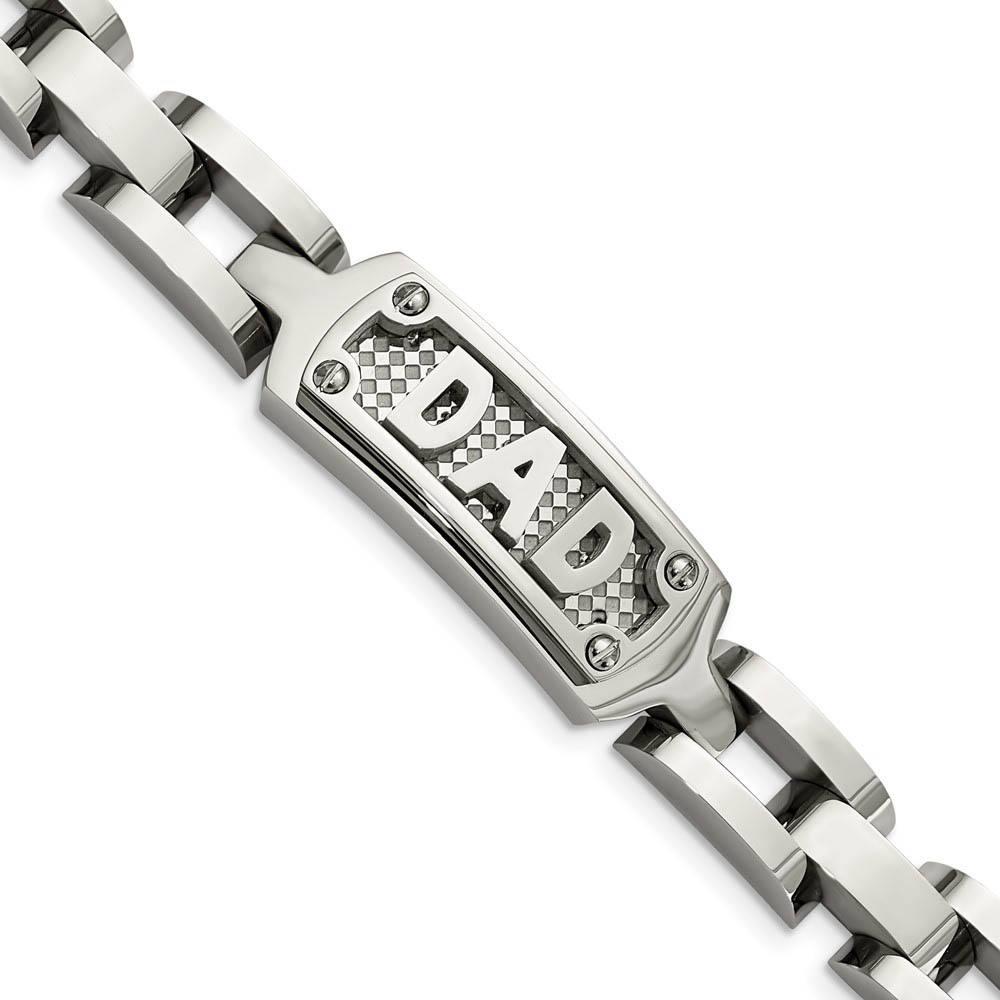 Men&#039;s Stainless Steel Embossed DAD I.D. Bracelet, 8.5 Inch