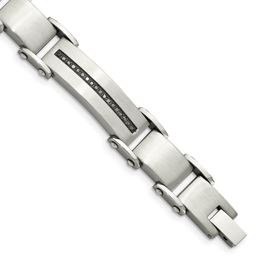 Men's 11mm Stainless Steel and 54 Black Diamond Bracelet