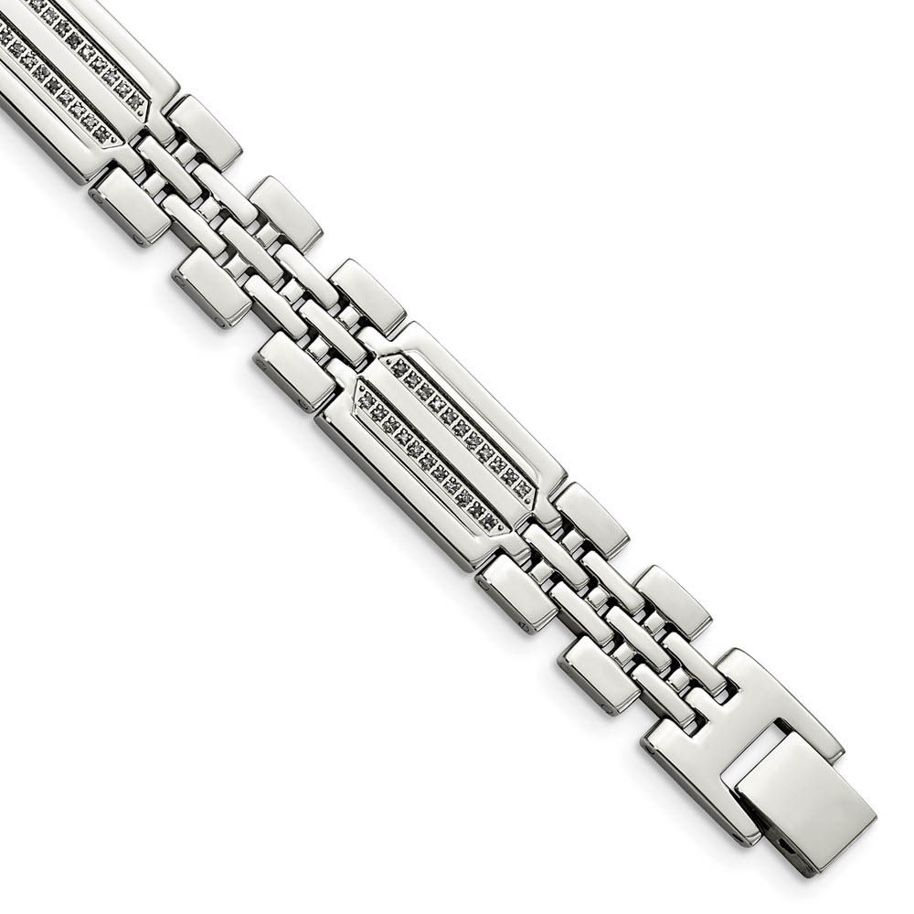 Men&#039;s Stainless Steel and Diamond 8.75 Inch Bracelet