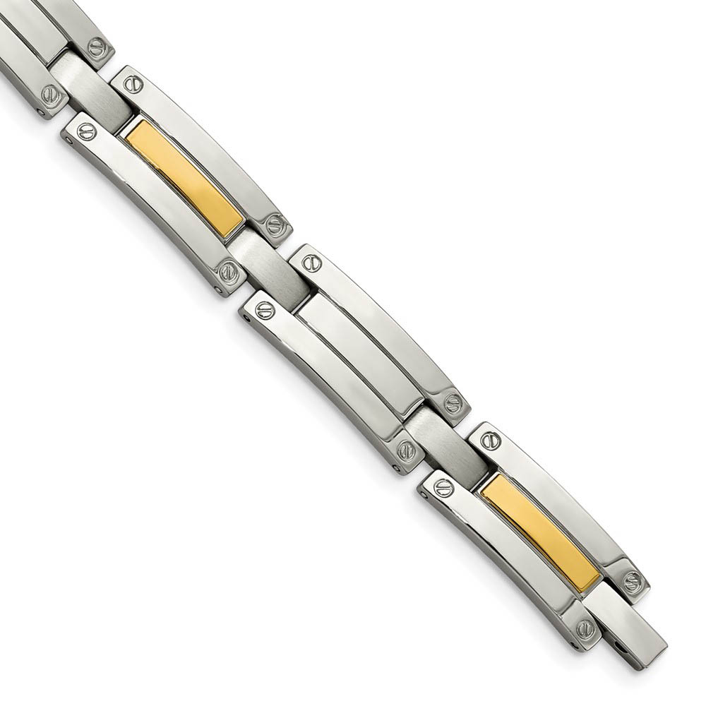 Men&#039;s Stainless Steel and 14k Gold-plated 8.5 Inch Bracelet