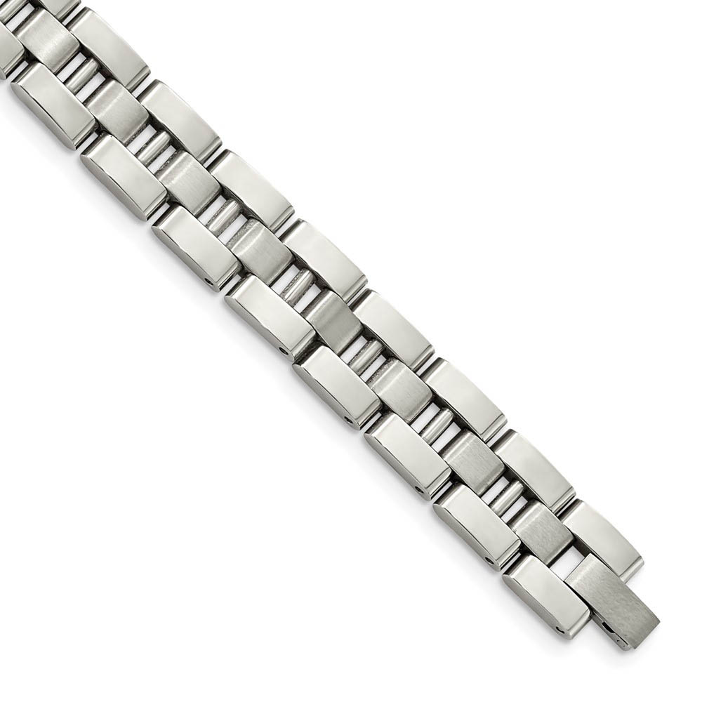 Men&#039;s Stainless Steel Polished Link 8.5 Inch Bracelet