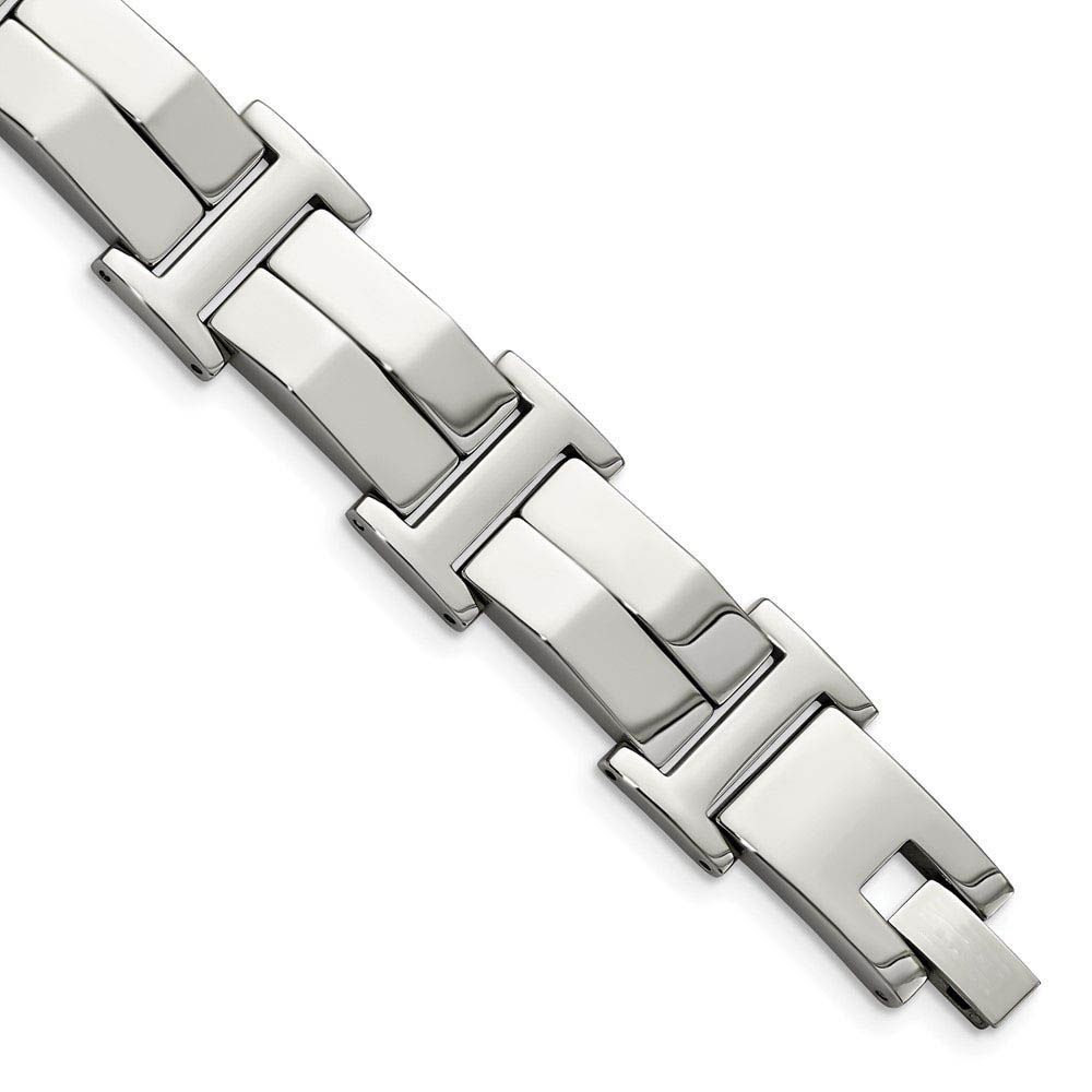 Men&#039;s Stainless Steel Polished Double Link 8.5 Inch Bracelet