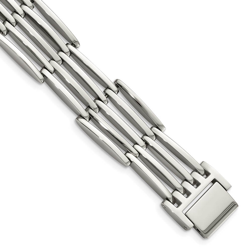 Men&#039;s 16mm Stainless Steel Polished Link Bracelet - 8.5 Inch