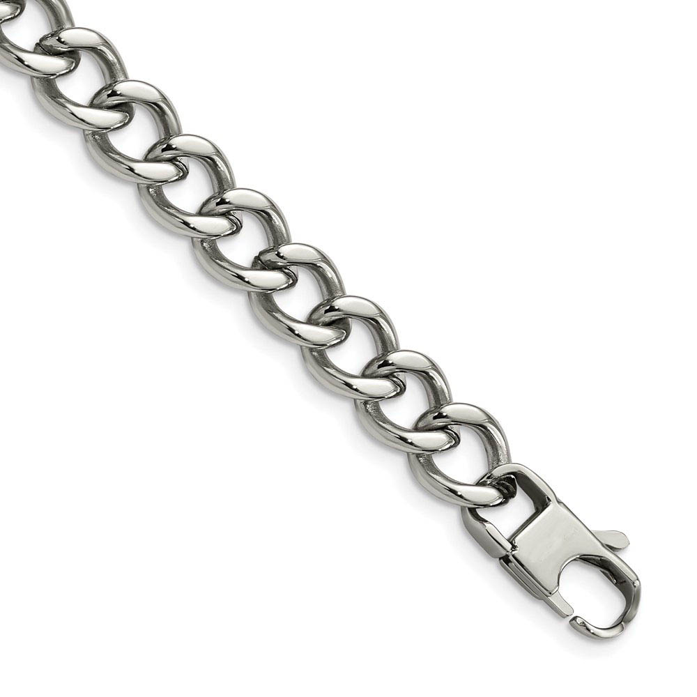 Men&#039;s Stainless Steel Polished Curb Link 8.5 Inch Bracelet