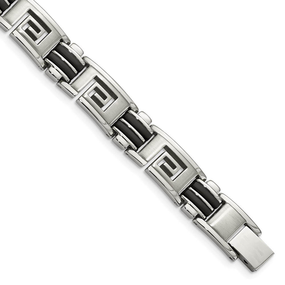 Men&#039;s Stainless Steel and Rubber Pathfinder 8.5 Inch Bracelet