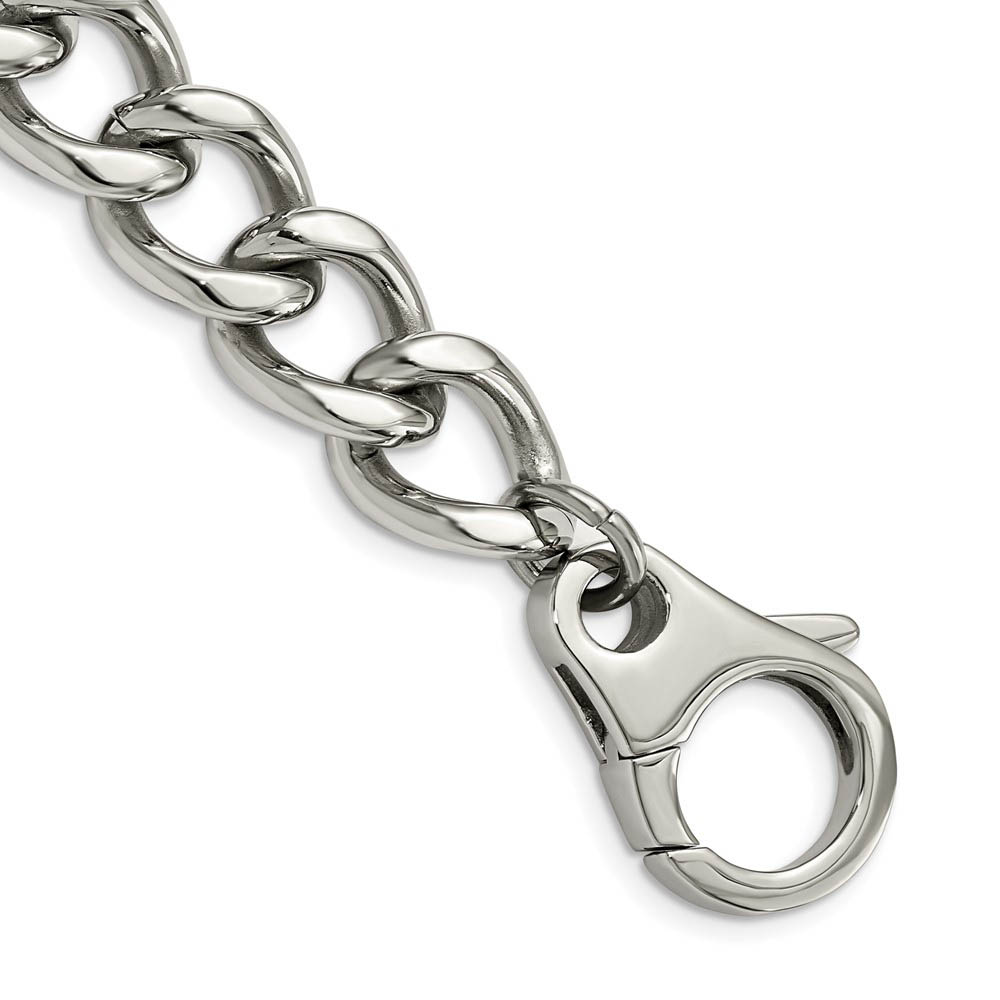 Men&#039;s Stainless Steel Large 15mm Curb Link Bracelet - 8.5 Inch