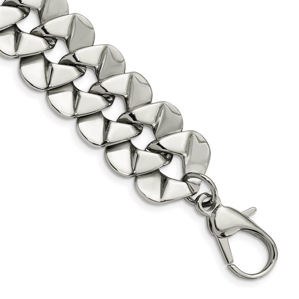 Men's Stainless Steel Fancy Curb Chain Bracelet - 8.5 Inch