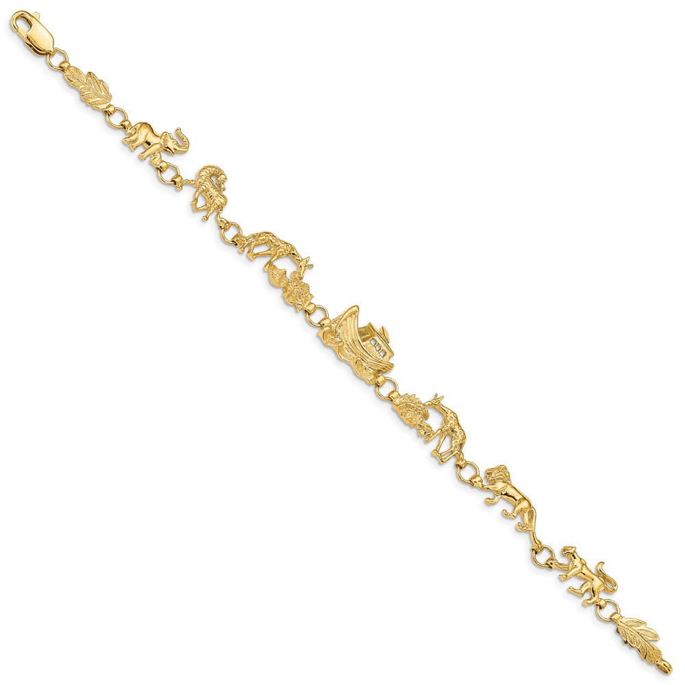 14k Yellow Gold Noah's Ark Bracelet - 7 Inch