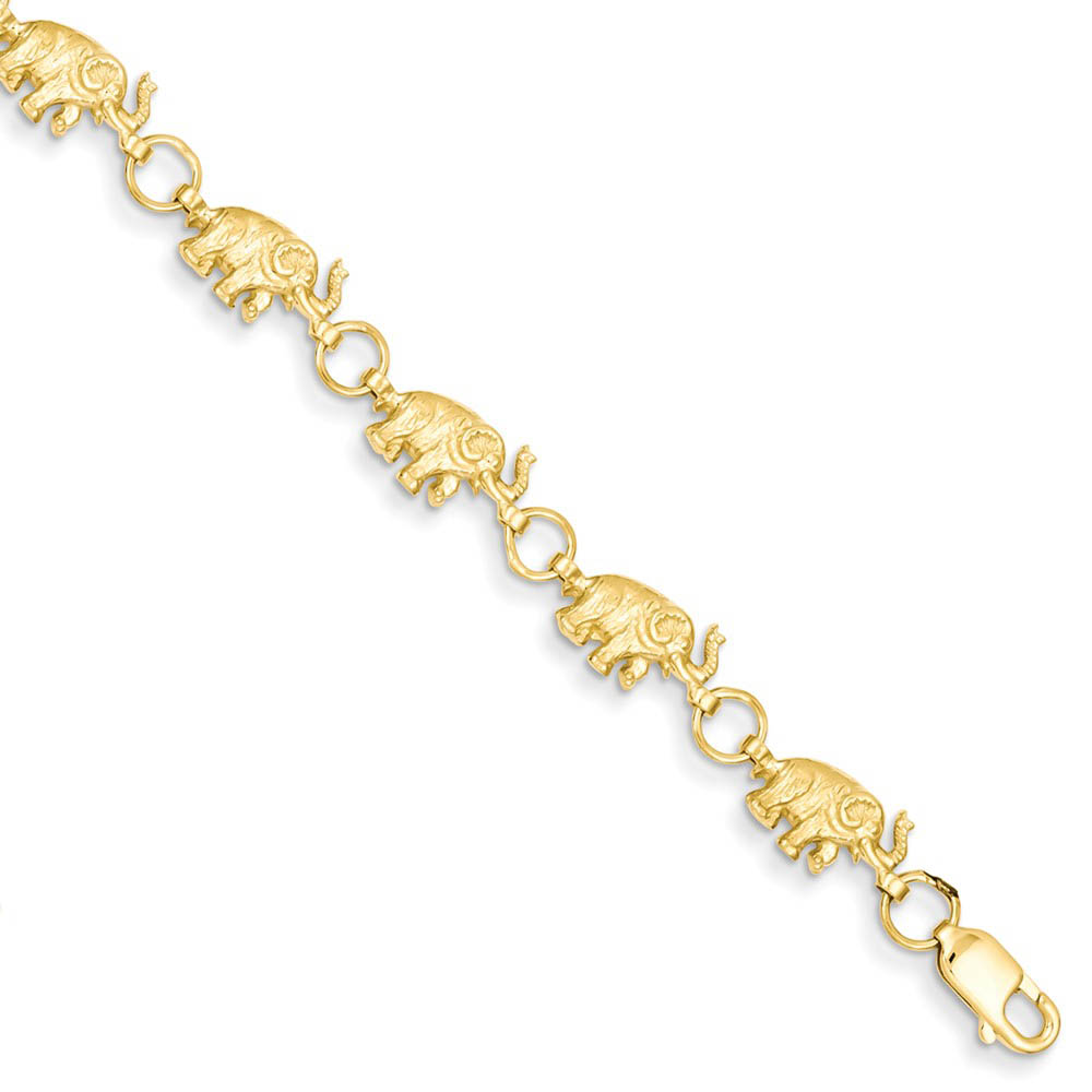14k Yellow Gold Elephant Trunks Raised Bracelet