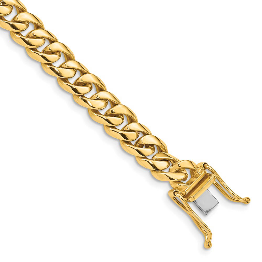 Men&#039;s 14k Yellow Gold, 7.25mm Rounded Curb Chain Bracelet, 8 Inch