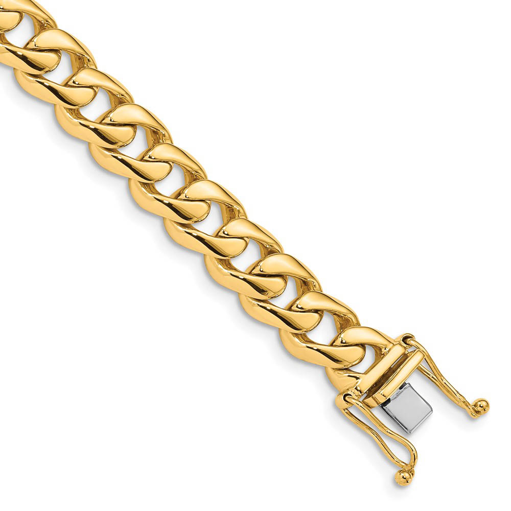 Men&#039;s 14k Yellow Gold, 8.75mm Rounded Curb Chain Bracelet, 8 Inch