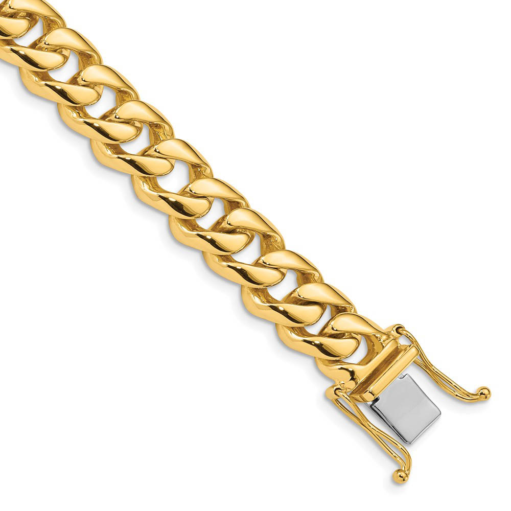 Men&#039;s 14k Yellow Gold, 10mm Rounded Curb Bracelet - 8 Inch