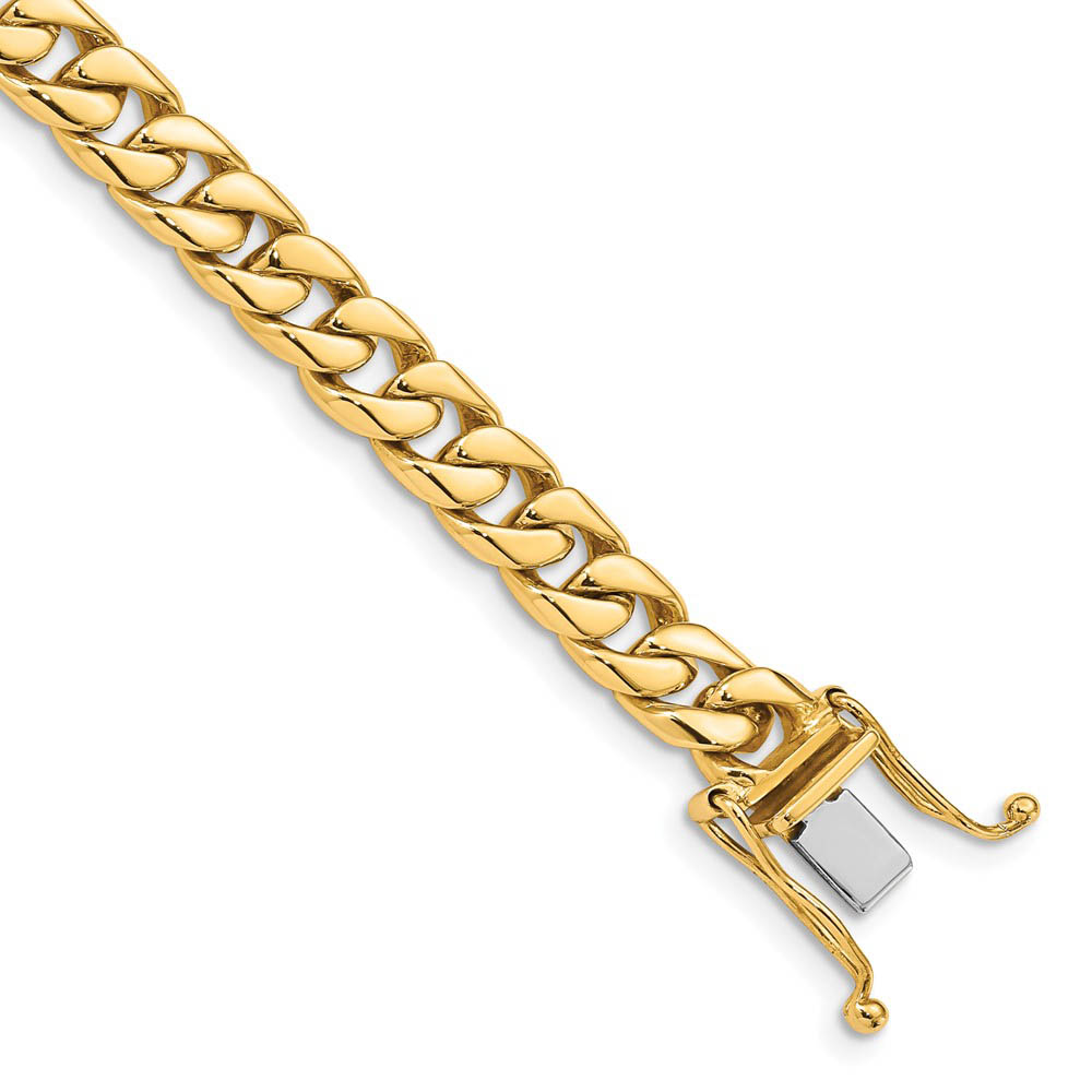 Men's 14k Yellow Gold, 6.8mm Flat Beveled Curb Chain Bracelet