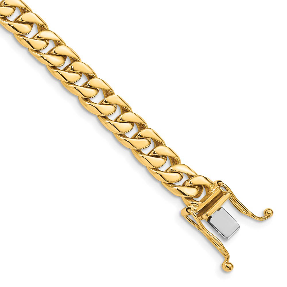 Men&#039;s 14k Yellow Gold, 6.8mm Flat Beveled Curb Chain Bracelet, 8 Inch